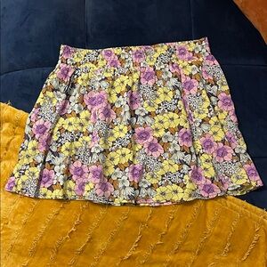 UO | Liefnotes Vibrant Floral Mini Skirt in Yellow and Pink